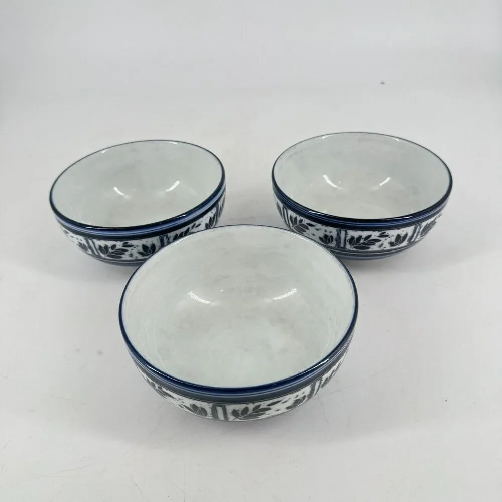 Dansk Ceylon Cereal Bowls 5 1/8” Set of 3 Blue White KW/NR Japan Vintage